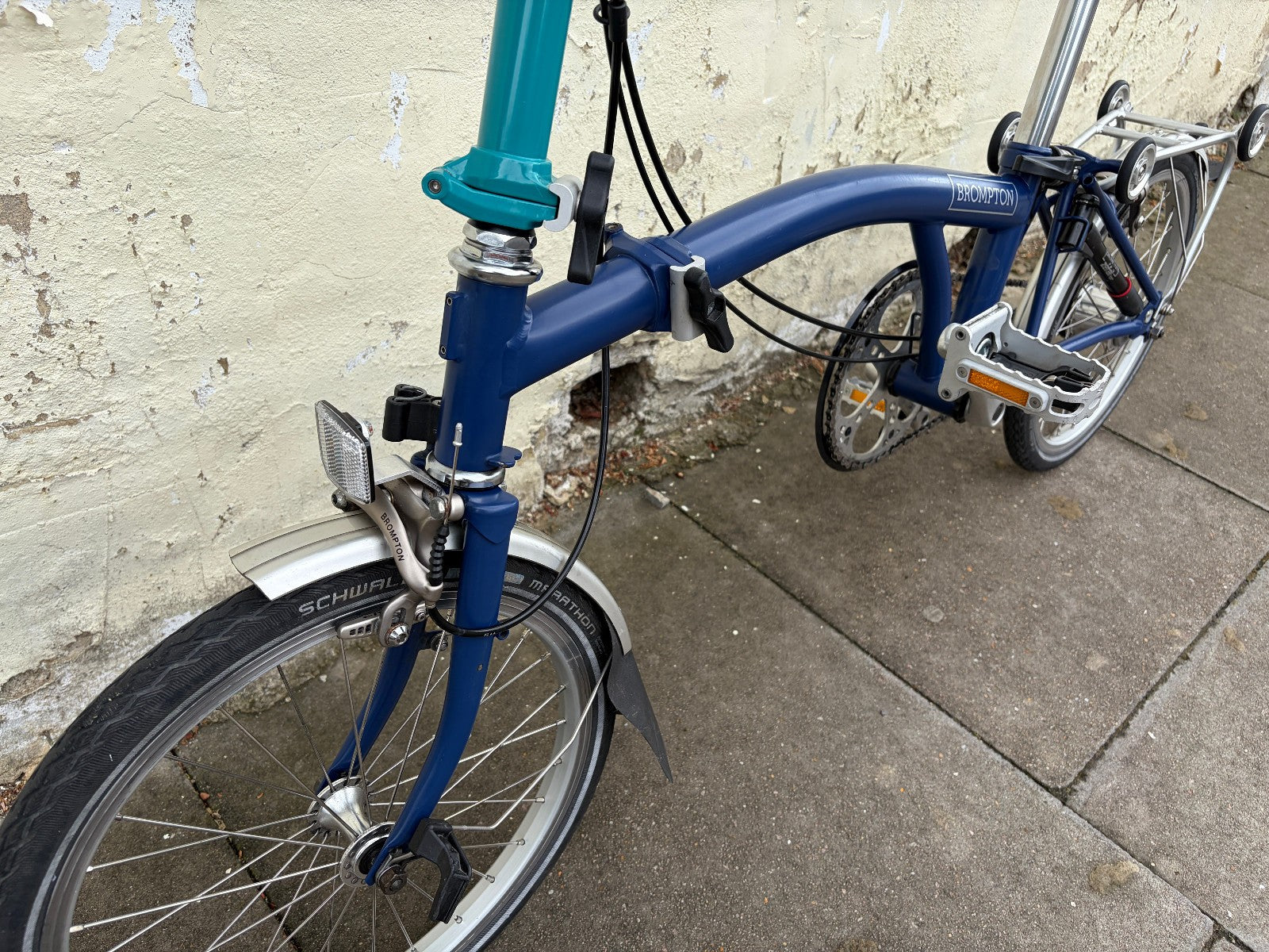 Brompton M3L folding bike 3 speed in two-tone blue