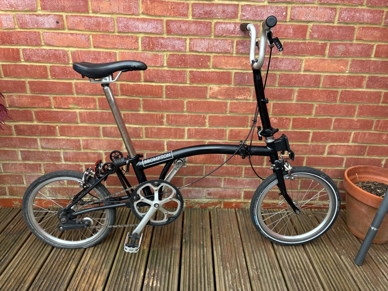 Brompton M3L Single Speed Black Folding Bicycle, Bike, used