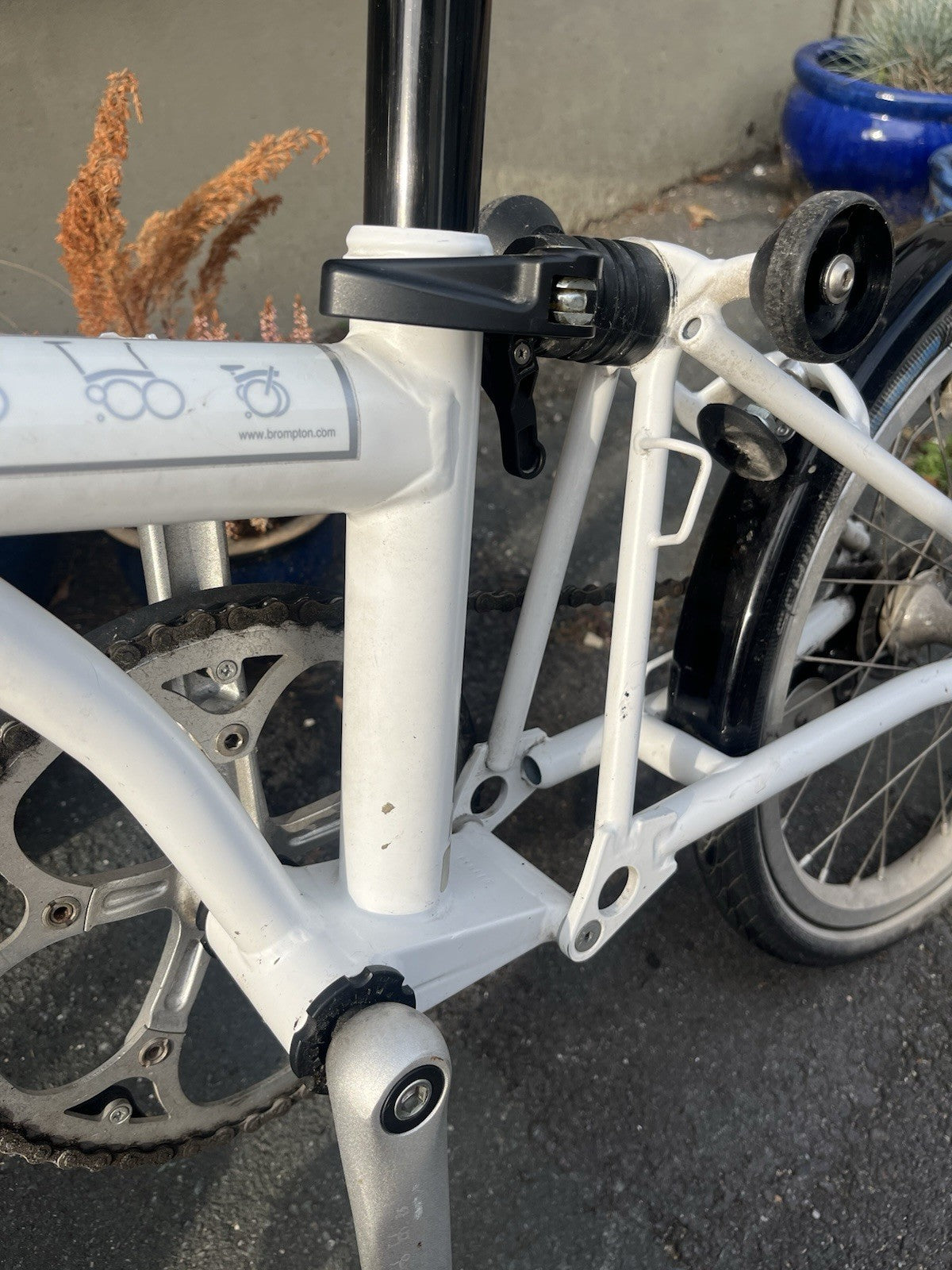 Brompton S1L Folding Bike In White With Black Upgrades
