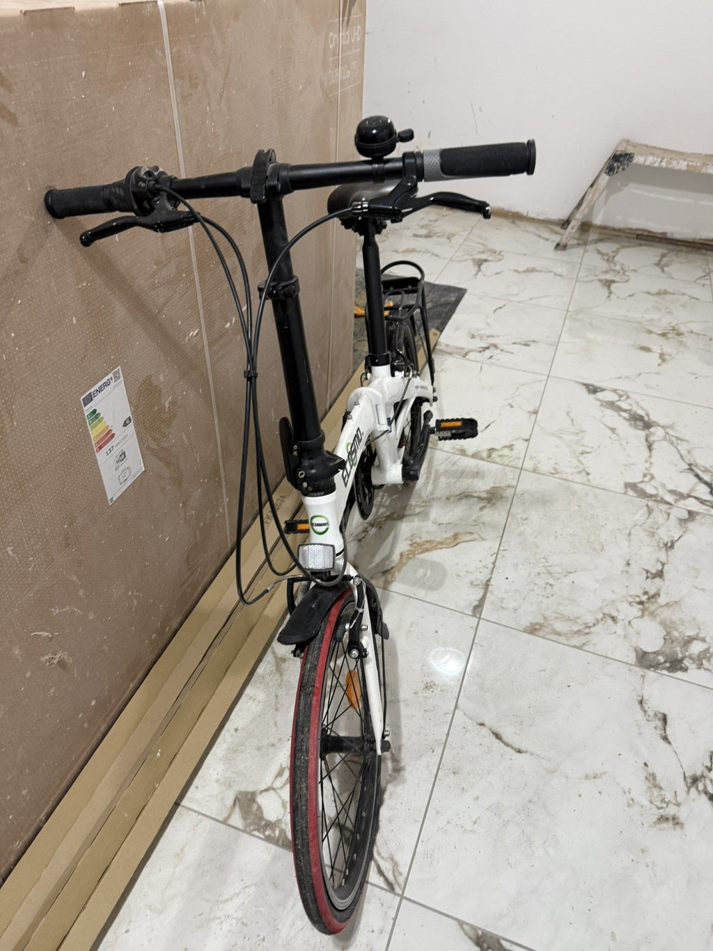 Folding City Bicycle Ecosmo 20" Wheel White, Alloy 7SP Shimano, 12kg-20AF09W