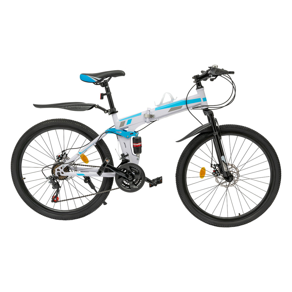 26" Folding Mountain Bike 21 Speed Men Bikes MTB Bicycle School Dual Disc Brake