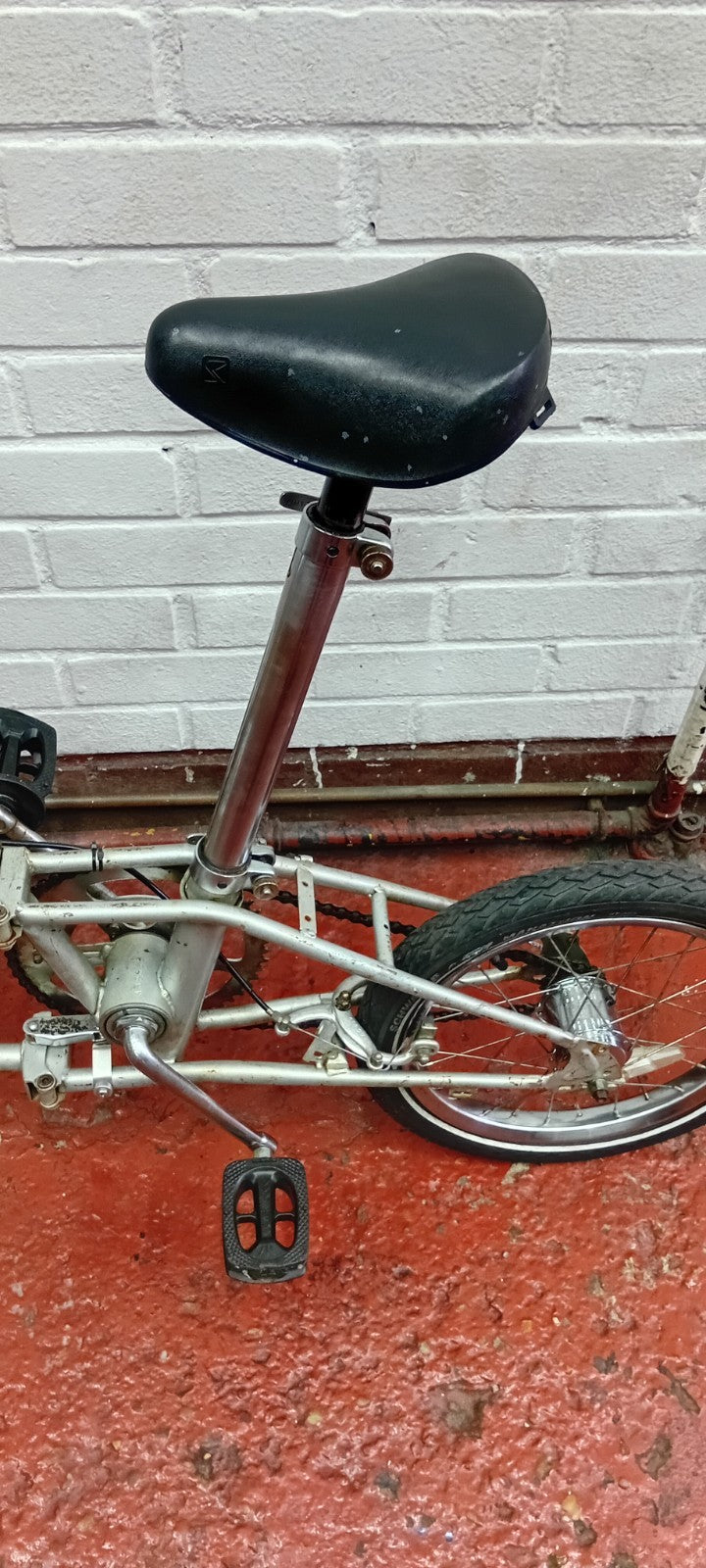 Silver Steel Folding Bike 20 in Wheels 1 Speed Riser Bars Rim Brake 24 cm