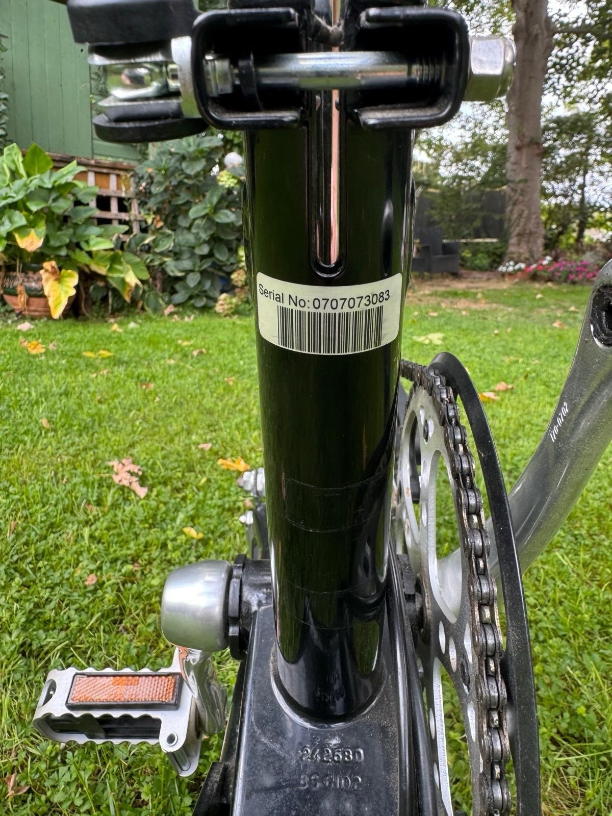 Black 2007 Brompton 6-Speed Folding Bike with Rear Carrier & Travel Bag