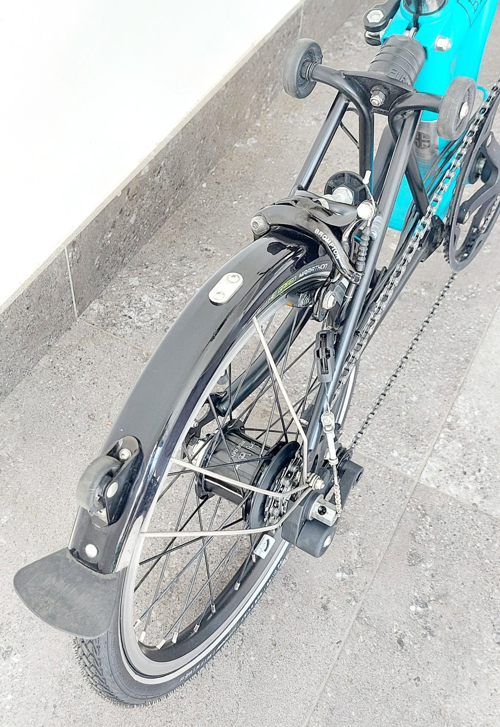 Turquoise Blue 2017 M6L 6-speed Brompton Black Edition + Ortlieb Bag + Toolkit