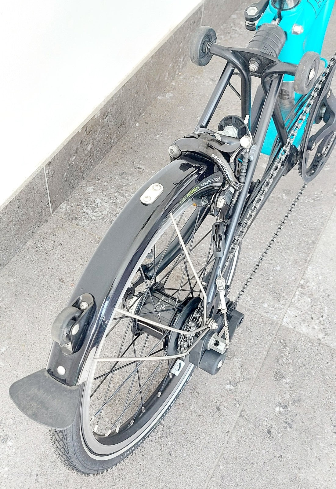 Turquoise Blue 2017 M6L 6-speed Brompton Black Edition + Ortlieb Bag + Toolkit