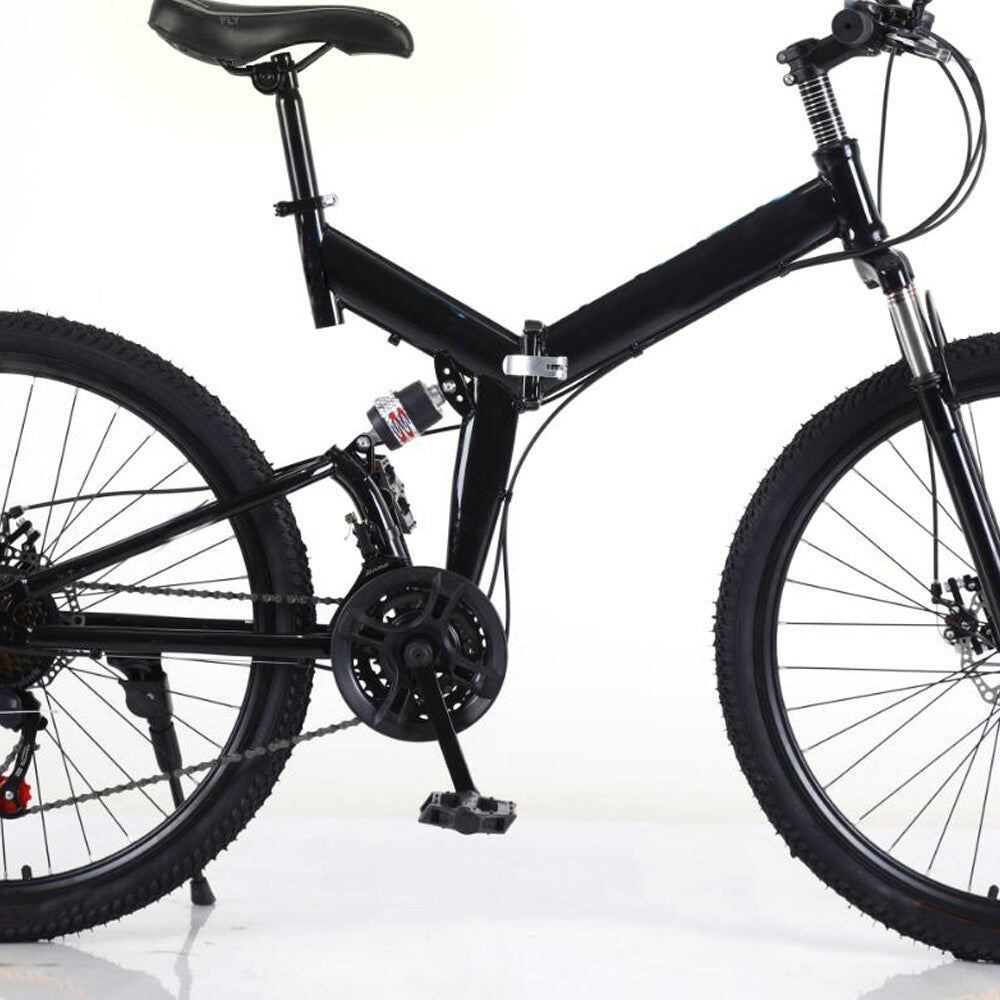 26 in Folding Mountain Bike 21-Speed MTB Bicycle Full Suspension Disc Brake Bike