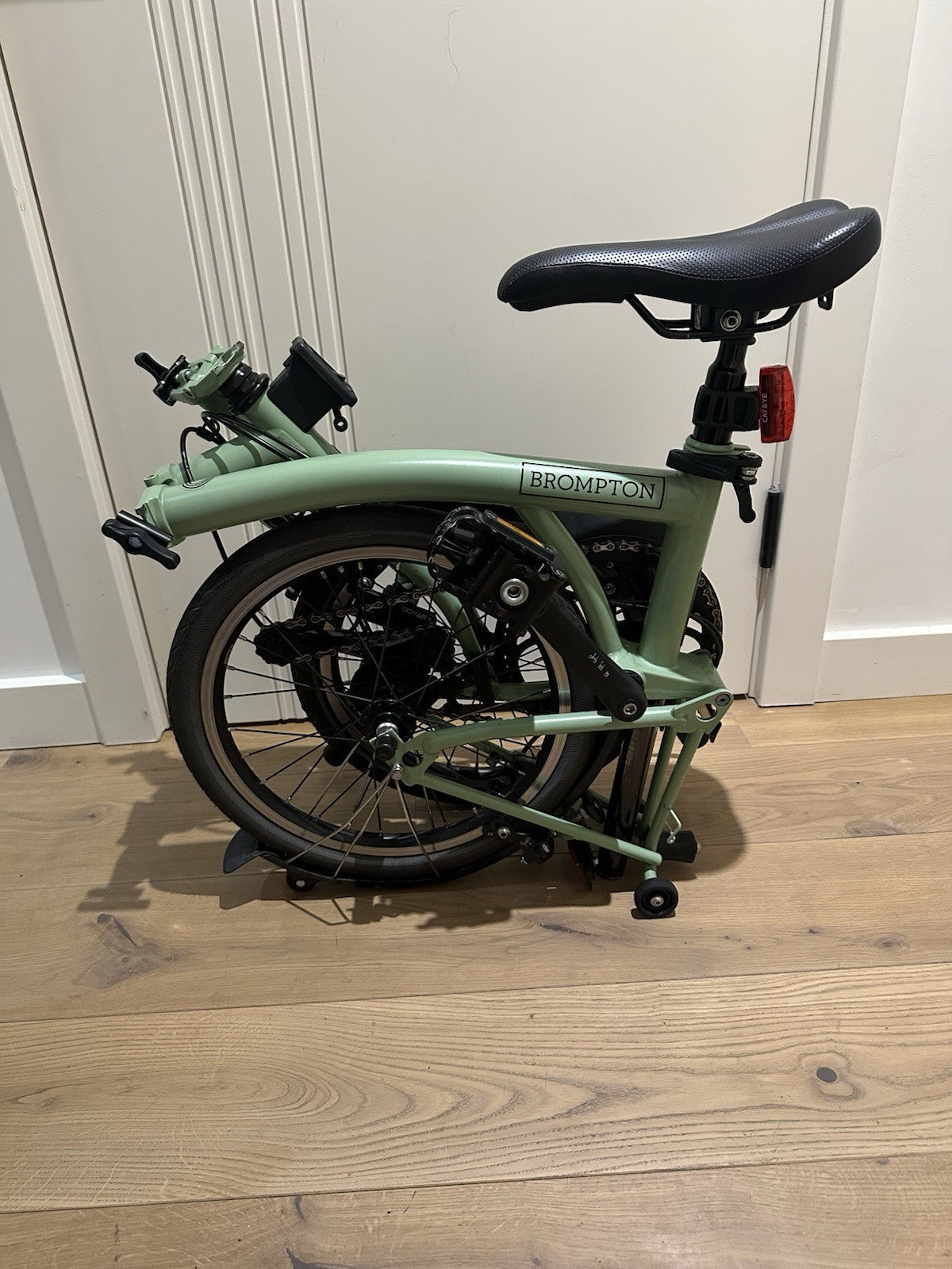 Brompton Folding Bike 16in Green, Mudguards, Derailleur Gears, Rim Brakes