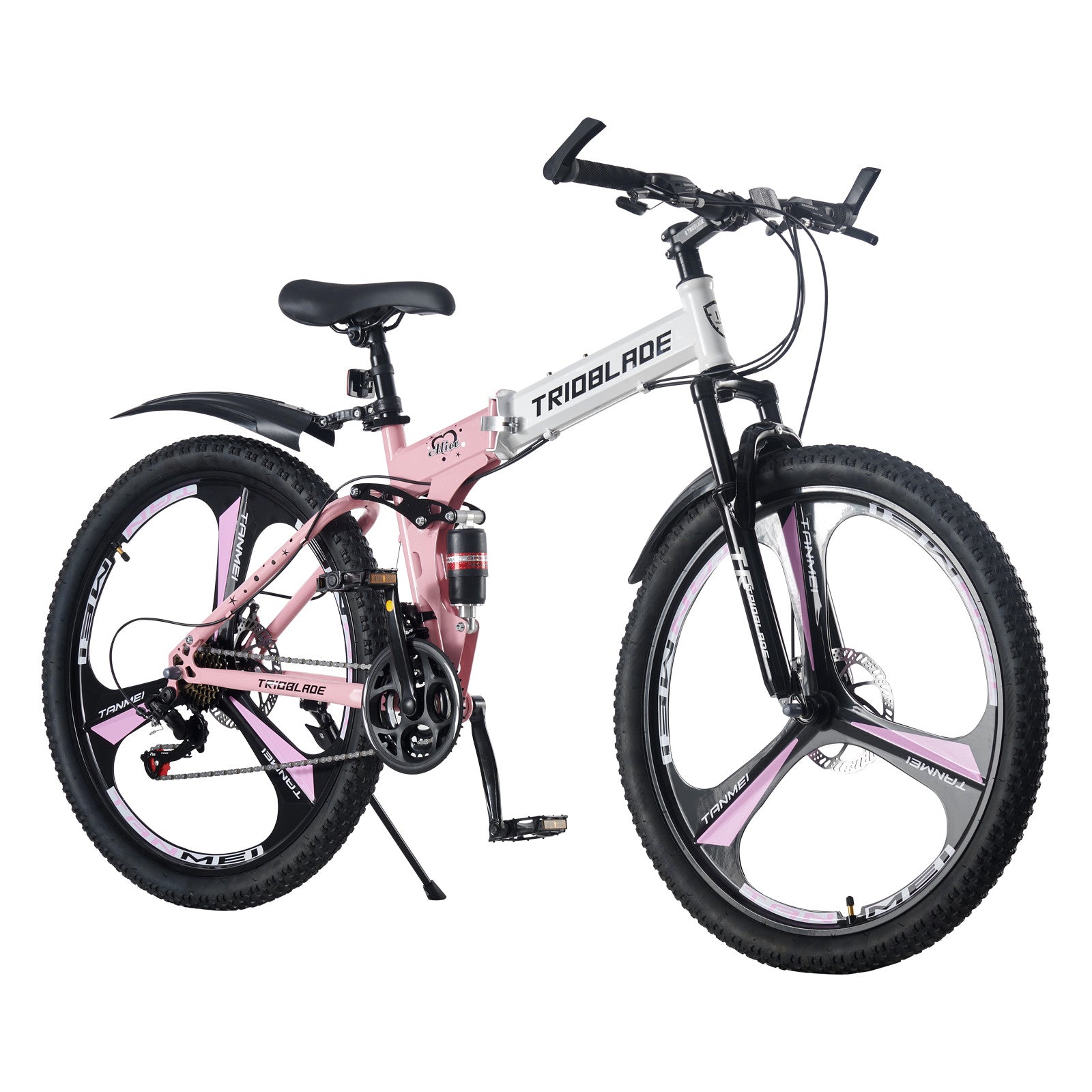 26 inch Foldable Mountain Bike 21 Speed Transmission System Adult Bike Pink