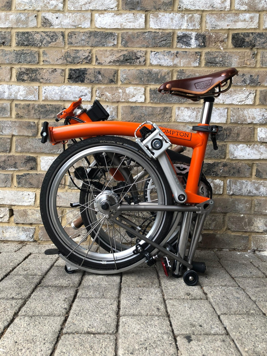 Brompton Signal Orange Superlight Titanium RARE S6L-X with Brooks - WORLD POST