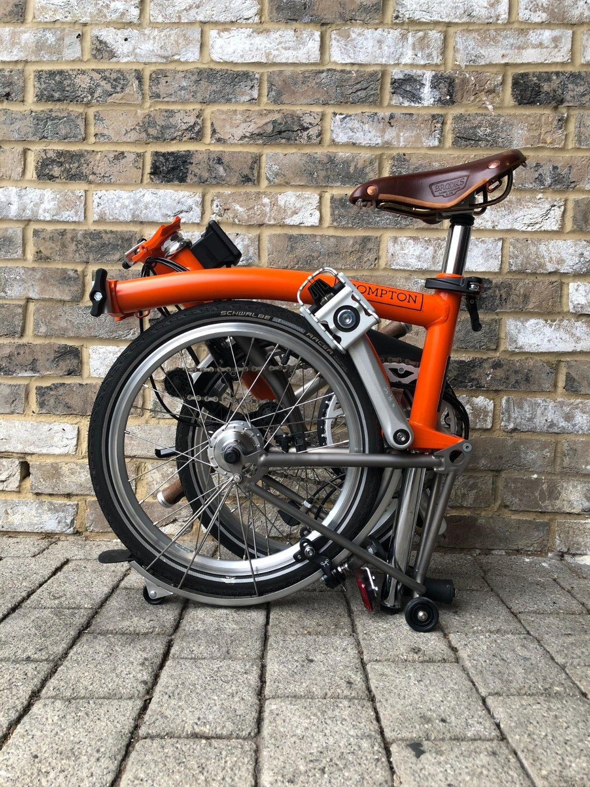 Brompton Signal Orange Superlight Titanium RARE S6L-X with Brooks - WORLD POST