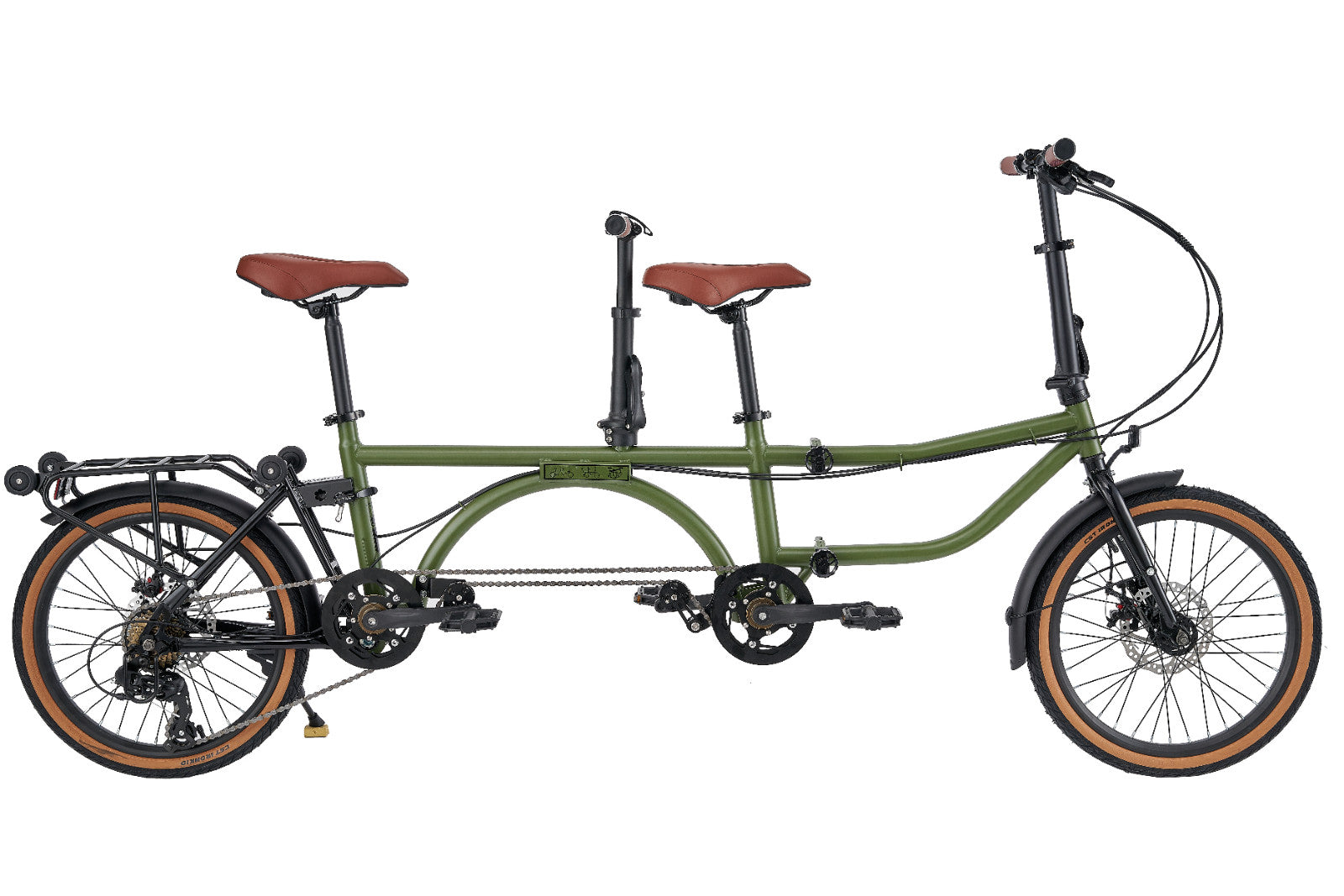 Ecosmo 20" Wheel New 4-Way Folding Steel Tandem Bicycle Bike 7 Speeds - 20TF02GN