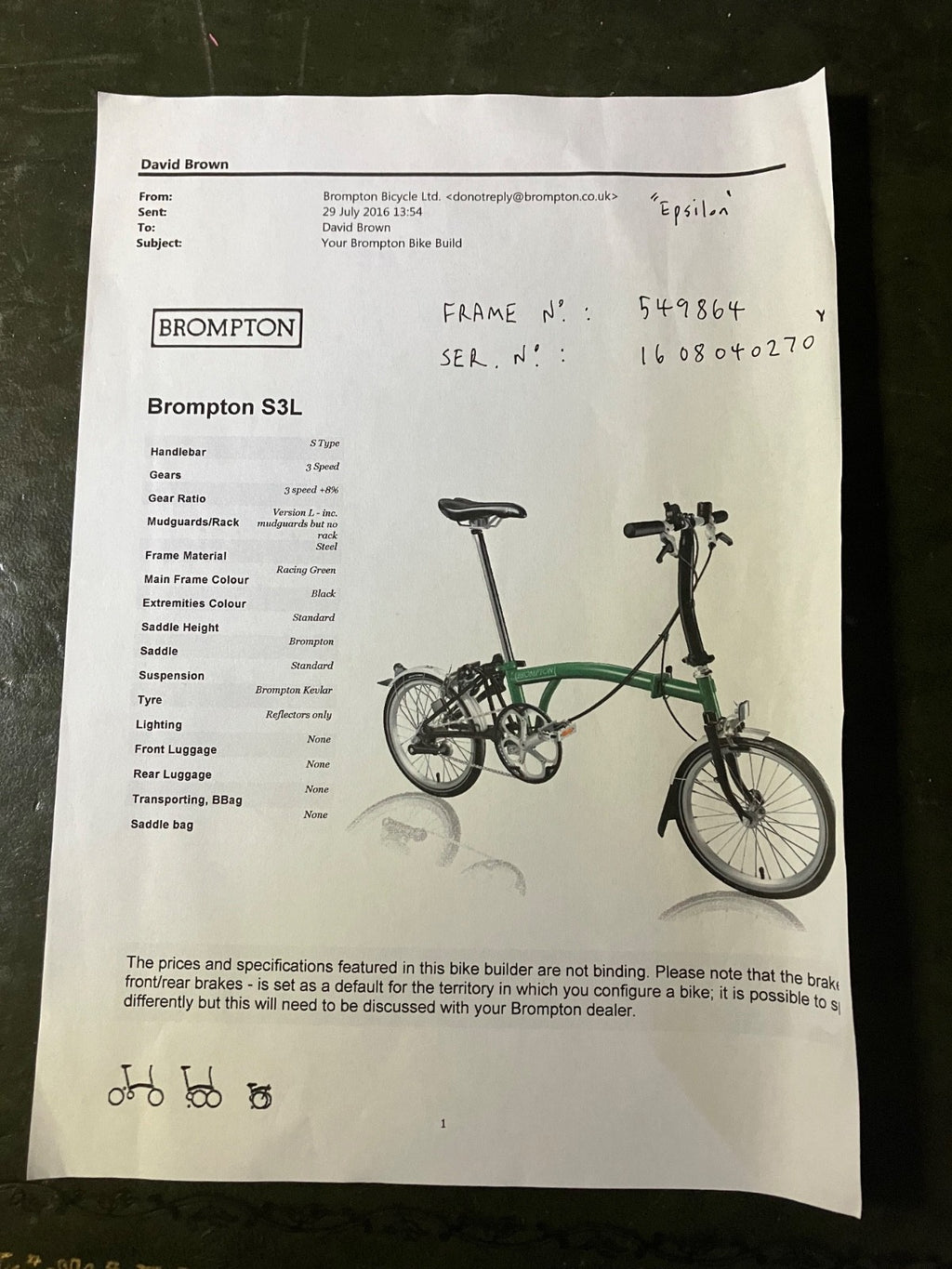 Brompton Folding Bike (2016)