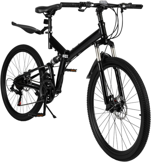 26 Inch Folding Mountain Bike, Mountain Bike Full, Suspension Disc Brake Bicy...