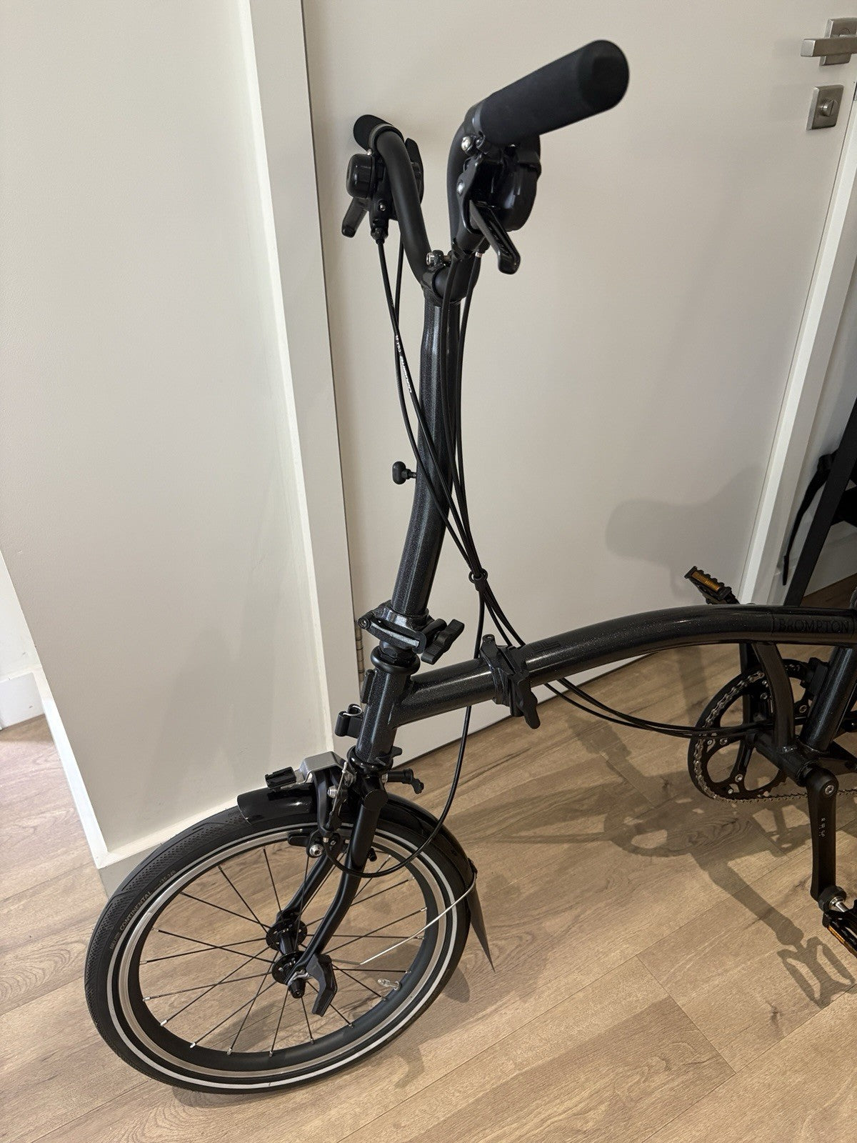 Brompton P Line Explore 12-Speed Mid Handlebar Folding Bike 2024 Midnight Black