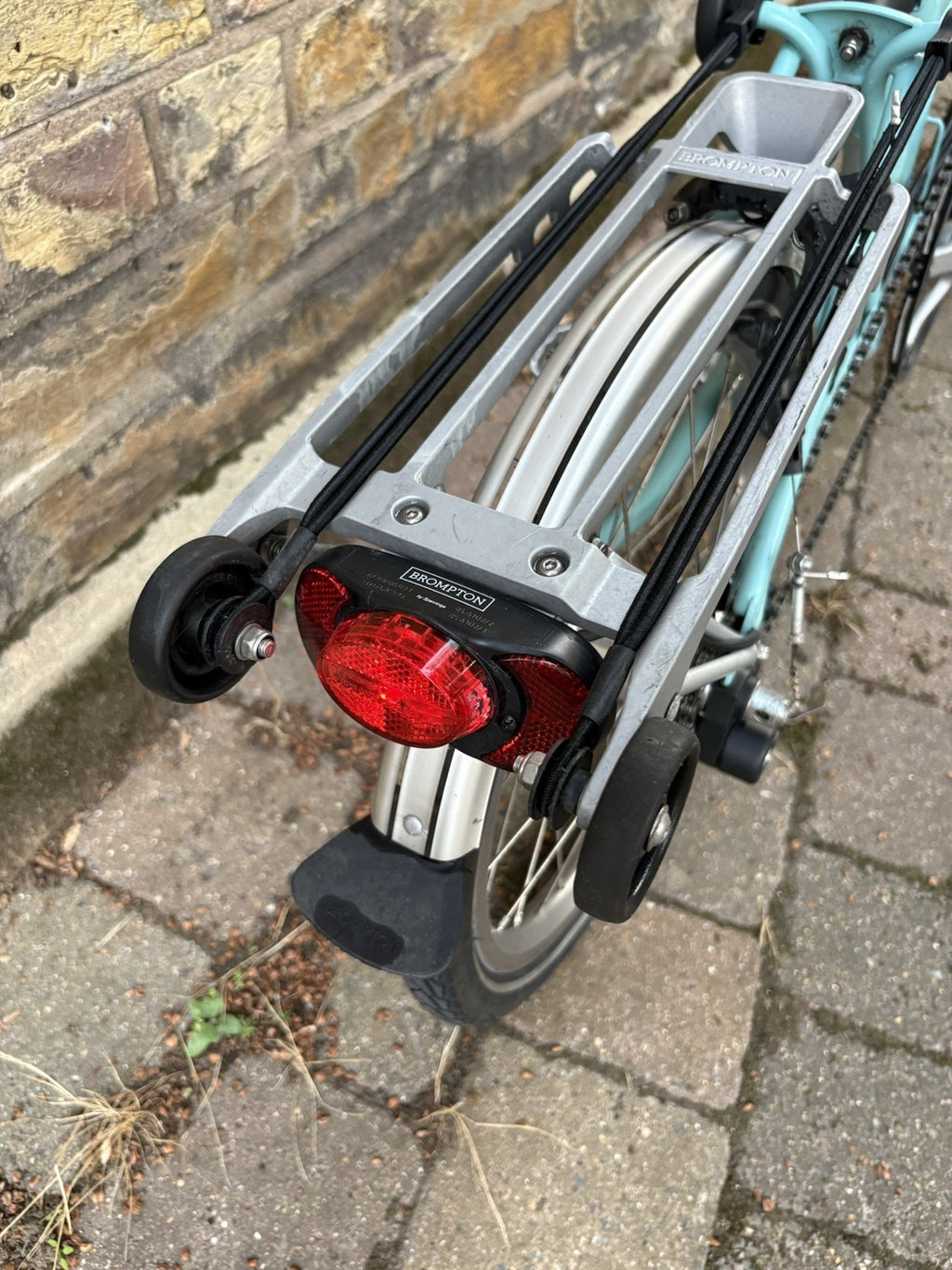 Brompton M6R Folding Bike - Celeste w/ Mudguards, Rack And Dynamo Light Set