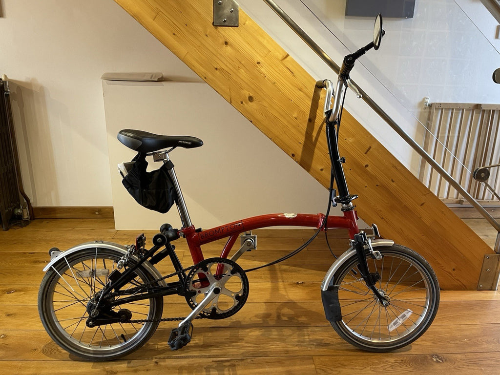 Brompton Folding Bike 16in Red/Black Derailleur Caliper, Mudguards Reflectors