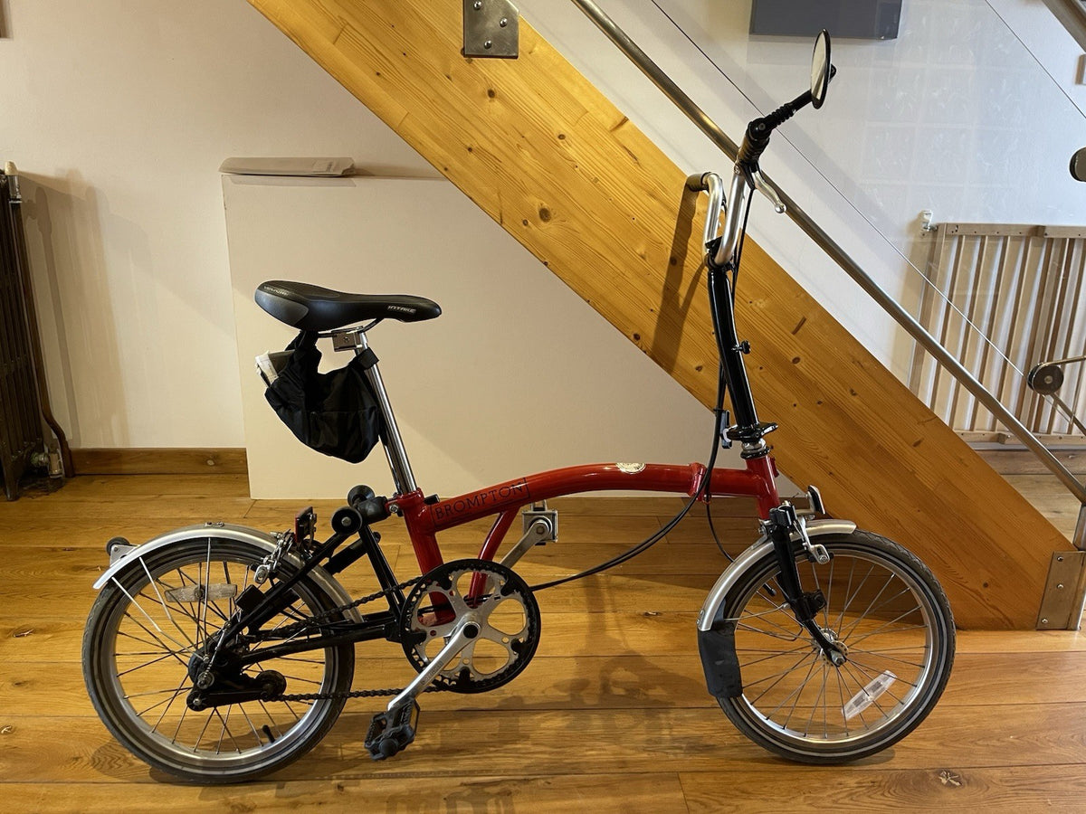 Brompton Folding Bike 16in Red/Black Derailleur Caliper, Mudguards Reflectors