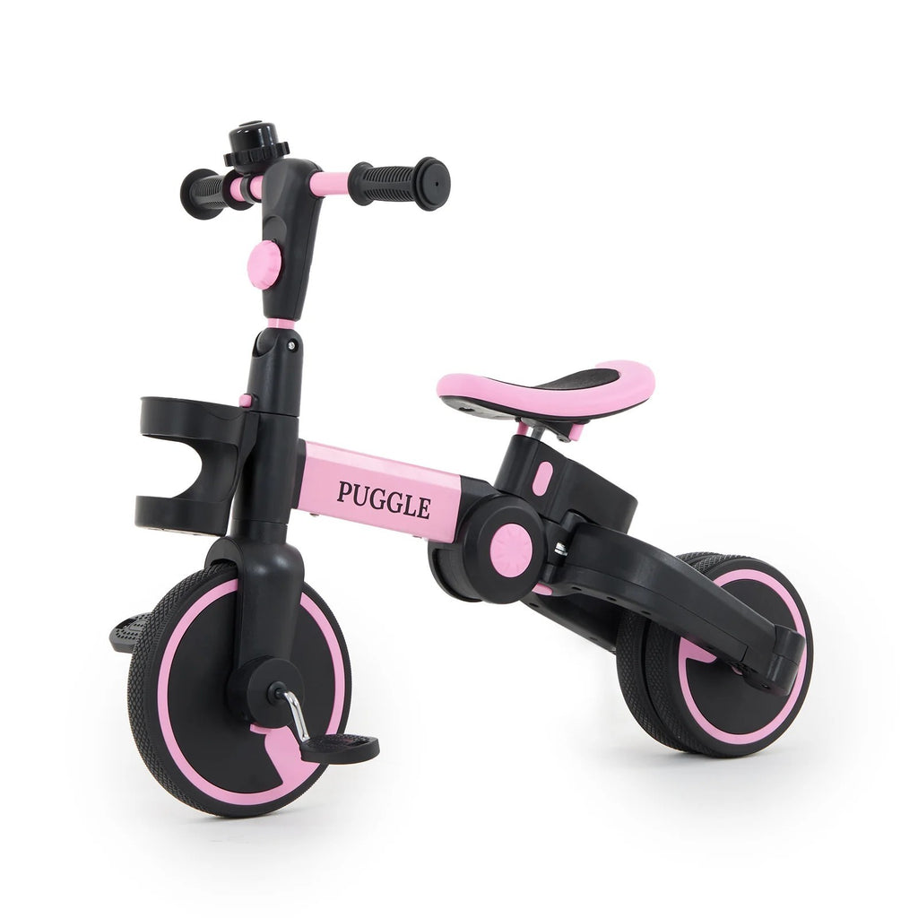 Puggle 3-in-1 Folding Trike & Balance Bike with Parent Handle - Pink