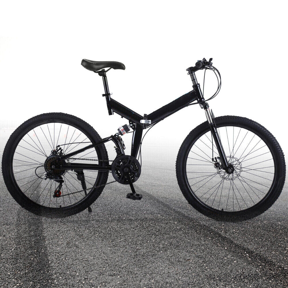 26" 21-Speed Folding Mountain Bike Foldable Bicycle Disc Brake Mountain Bike NEW