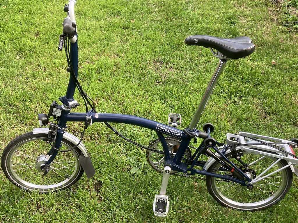 Brompton Folding Bike 2 Speed  Tempest Blue. With Dynamo And Rear Rack