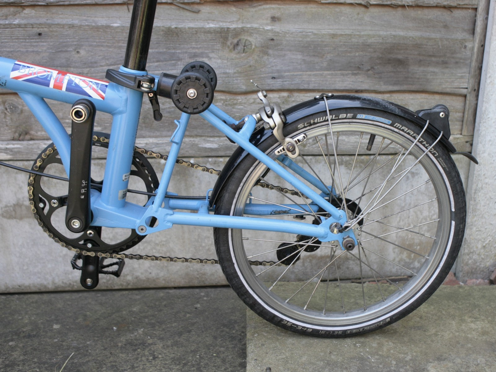 Brompton Blue / black, Union jack 1/ 2 speed folding bicycle, new parts restored