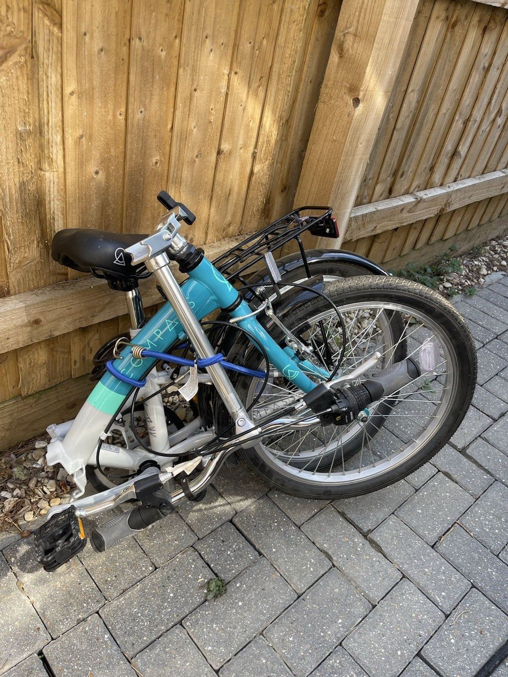 Compass Folding Bike Silver/Blue Rear Rack