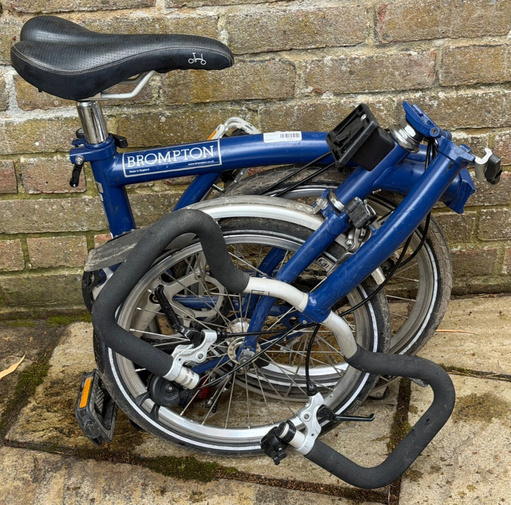 Brompton P3L blue folding bike 3 speed in good working order