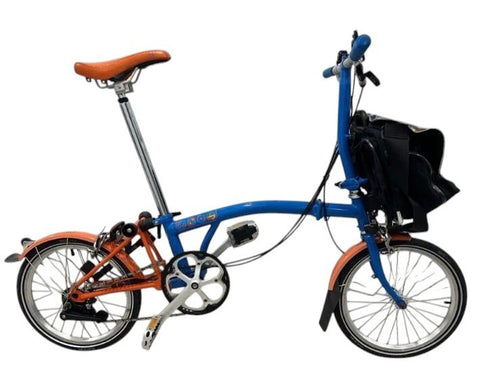 Brompton Barcelona Edition S6L (6 Speed) folding bicycle - Gloss Blue & Orange