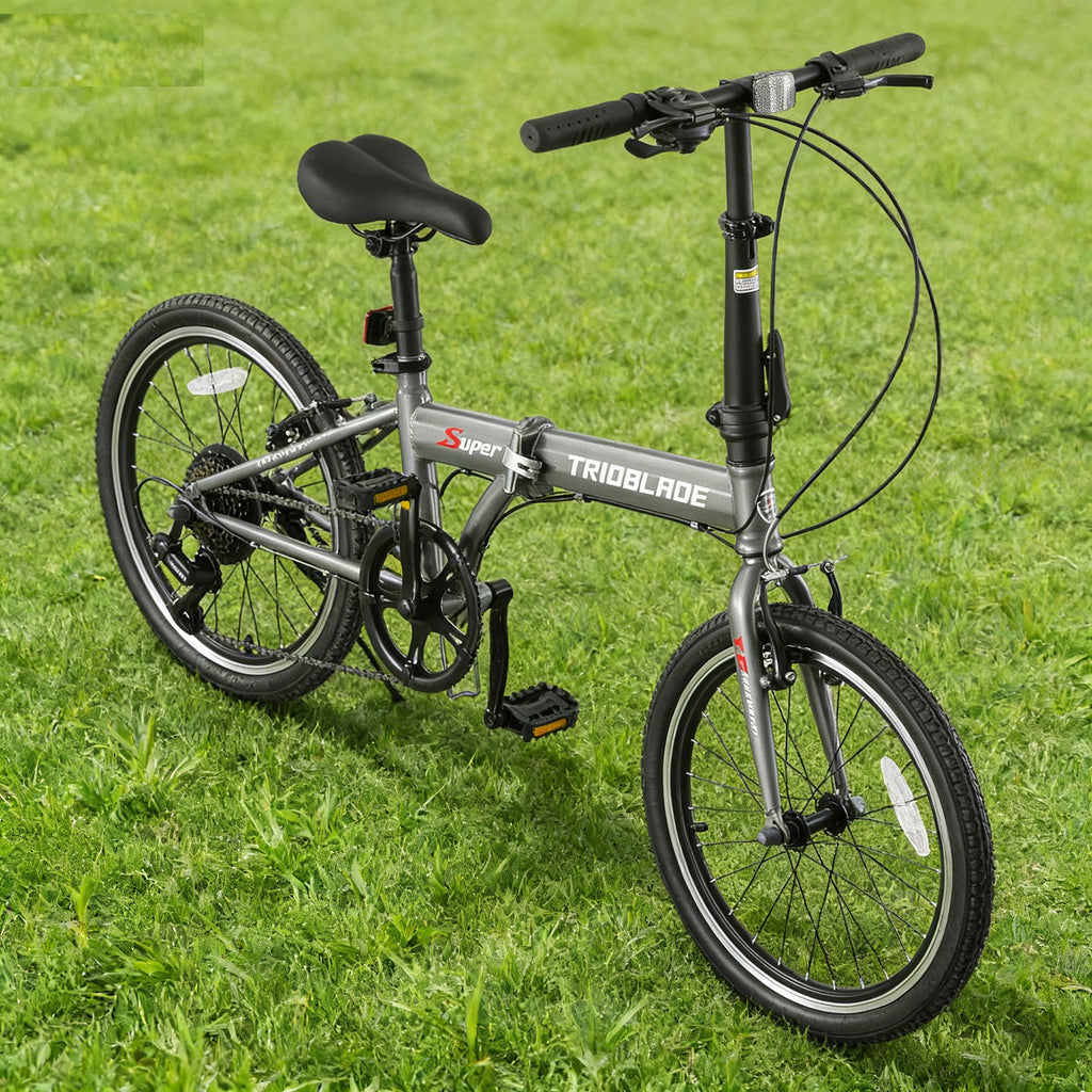 20 Inch Adult Folding Bicycle 7-speed Transmission System Folding Bicycle Grey