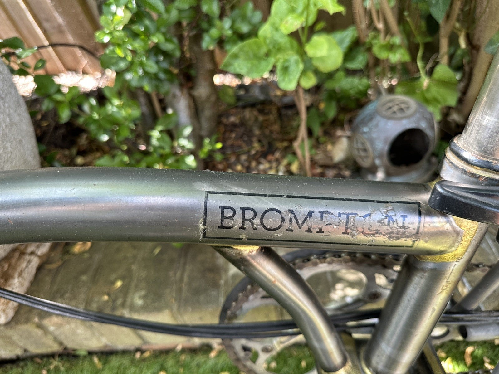 Brompton Folding Bike P-Line Super light Titanium 6 Speed in raw lacquer