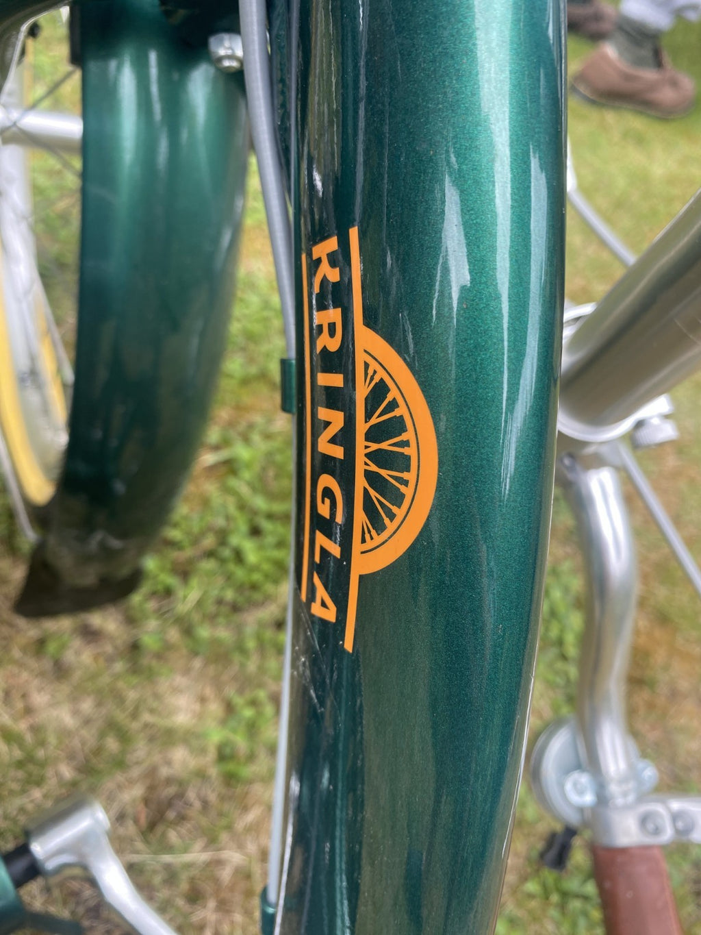 Green and Brown Kringla folding bike. Great Condition. Barely used.
