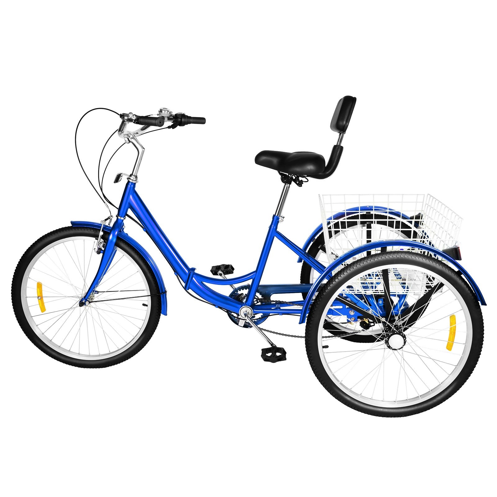 24in Blue Folding Adjustment Height Tricycle for 5.25-5.9ft Adults