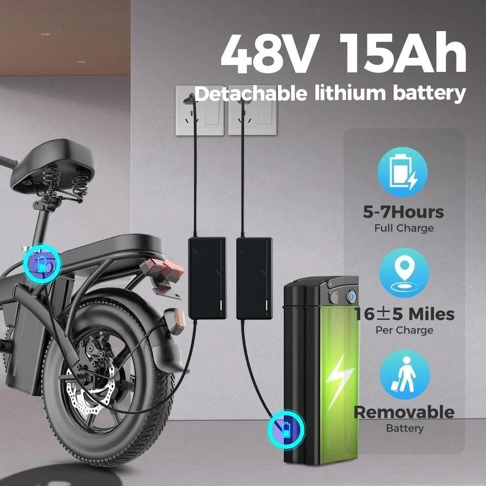GS3 14" Folding E -  Bike 250-W 48-V 15/Ah Suspension E- Bike LED Display UK