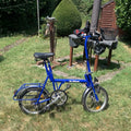 Di Blasi 16in Blue Folding Bike 4-Speed, Front Basket, Rack/Panniers, Bag