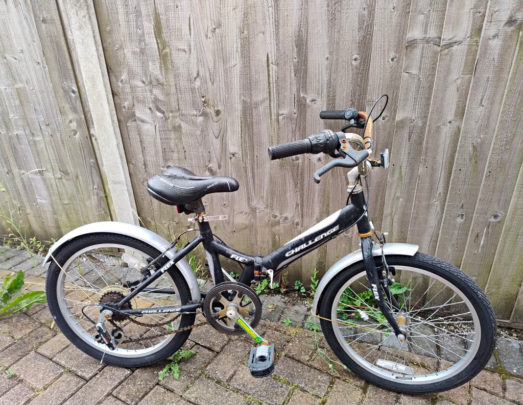Challenge Flex Folding Bike 20in Wheel 6 Speed BMX Bar Grip Shifter Black/Silver
