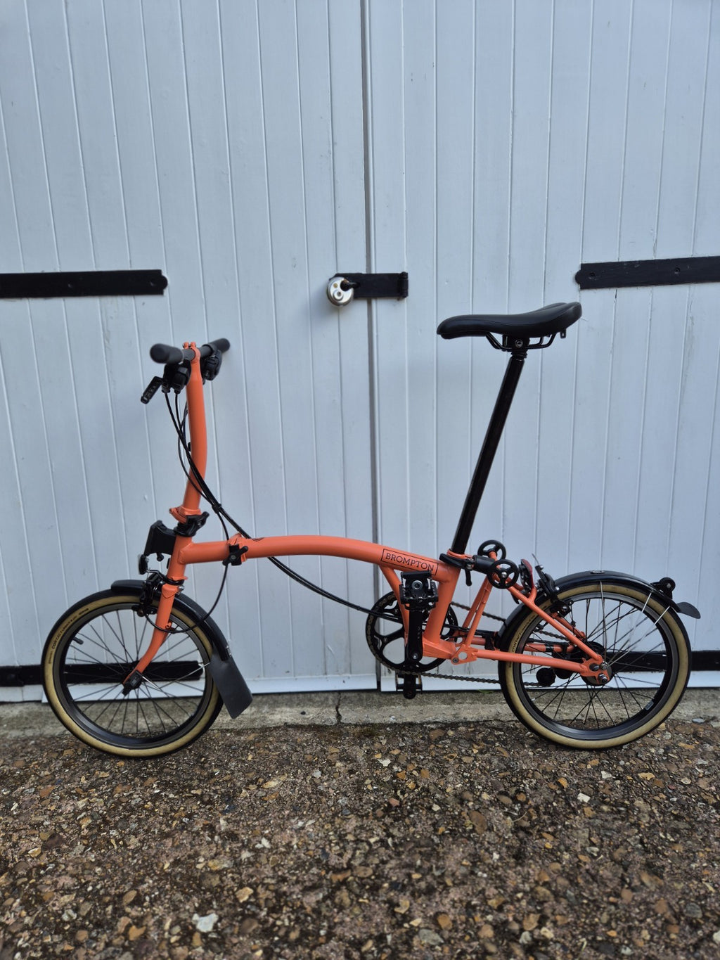 Brompton C Line Explore 6 Speed. FULLY SERVICED. Low Bar. Fire Coral Orange.