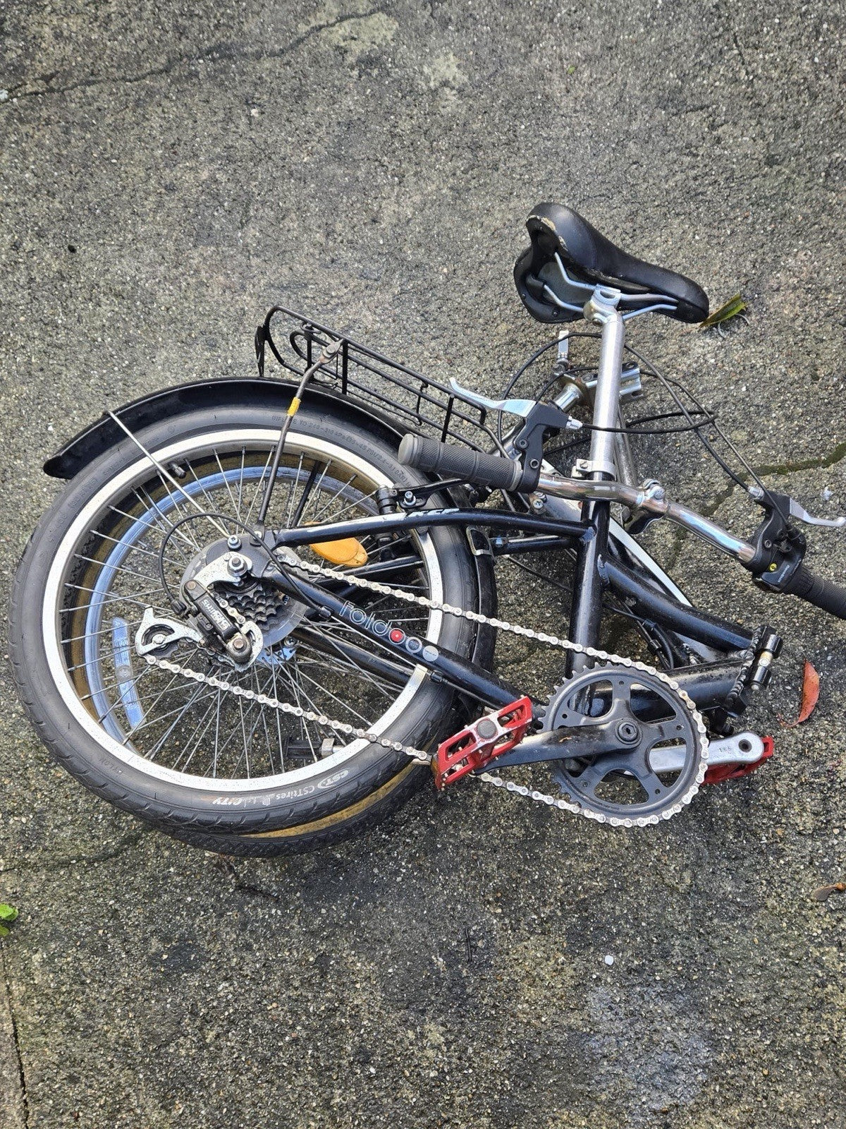 KCP Foldo 20" Wheel Folding Commuter Bicycle – Black, 6-Speed with Rear Rack
