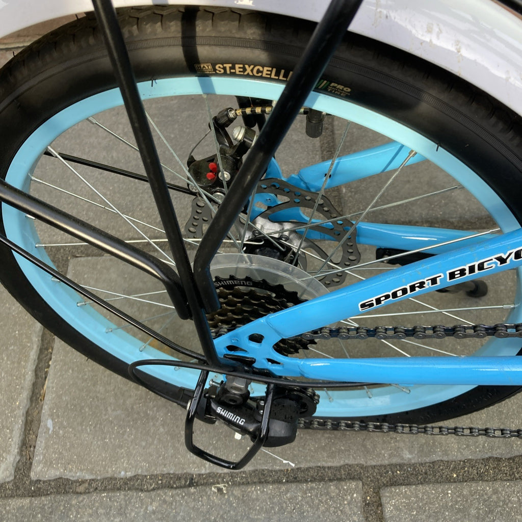 Digital Folding Blue Bike Carbon Steel 7 Speed Unisex Custom Design For UK
