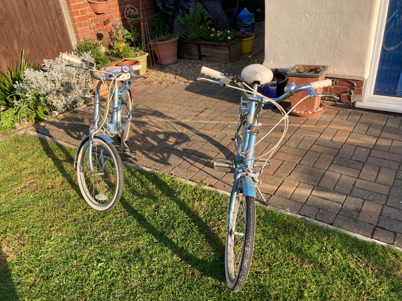 The Vintage Retro 1970s Hercules Compact folding bikes in blue
