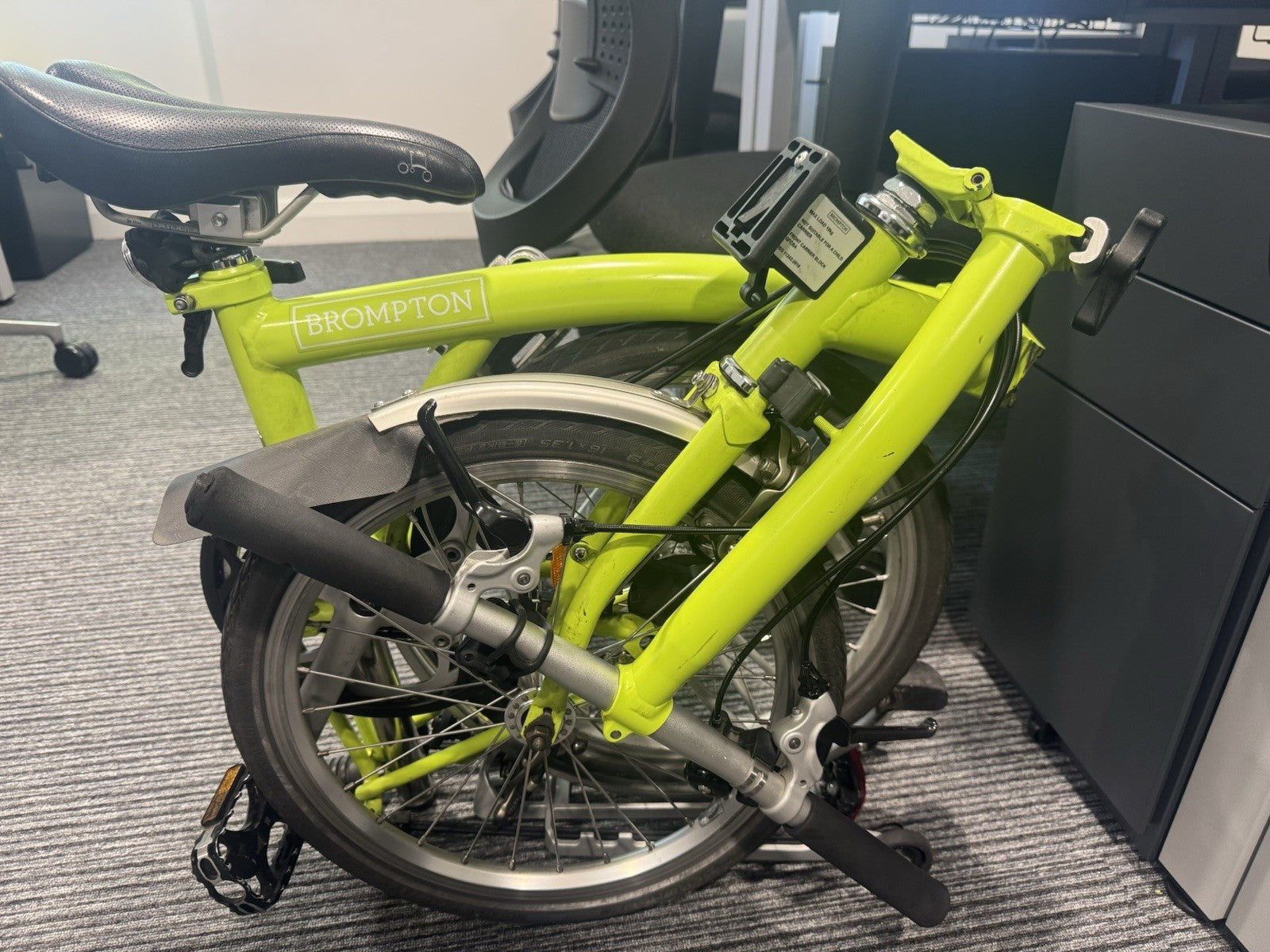 Brompton 2016 2-speed C Line Lime Green Folding Bike with original rear rack