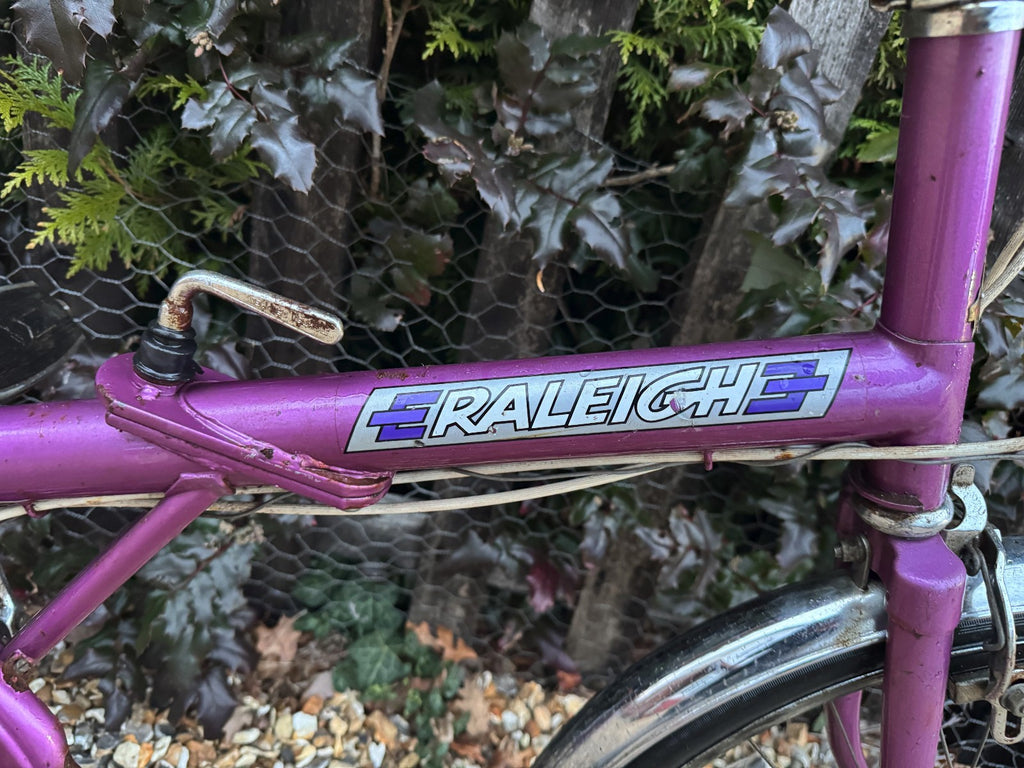 RALEIGH STOWAWAY FOLDABLE SHOPPER BICYCLE BIKE - 3 SPEED SA HUB - PURPLE