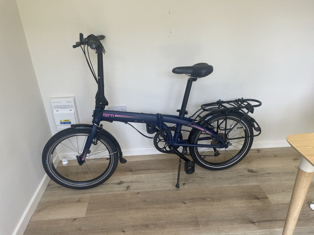 Tern Link D8 Folding Bike With Rack Blue & Pink