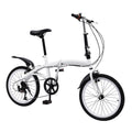 White Folding Bike Foldable City Bike for Adult 20" Commute Bicycle 6 Speed Gear