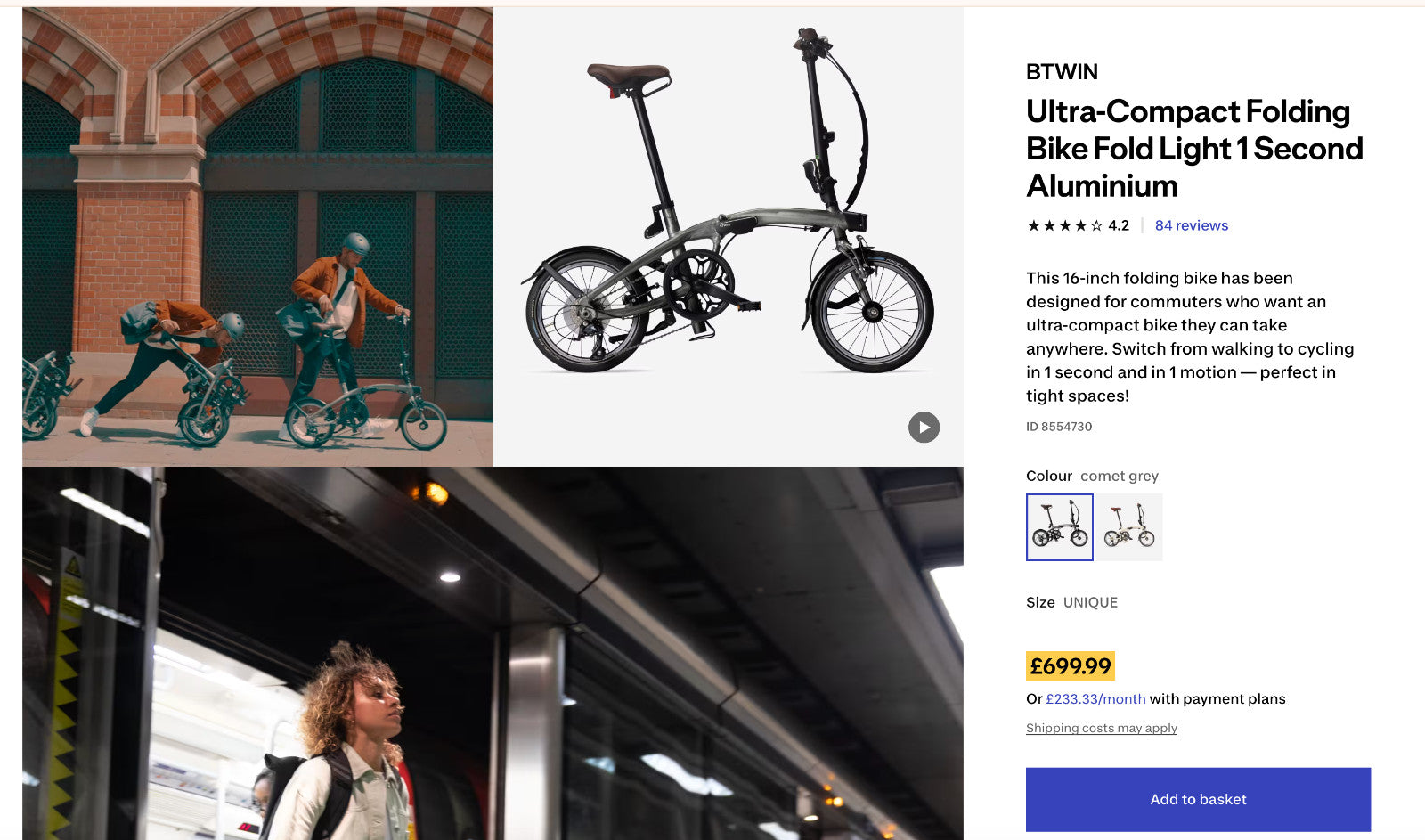 Btwin Ultra-Compact Folding Bike Fold Light 1 Second-great condition-nonelectric