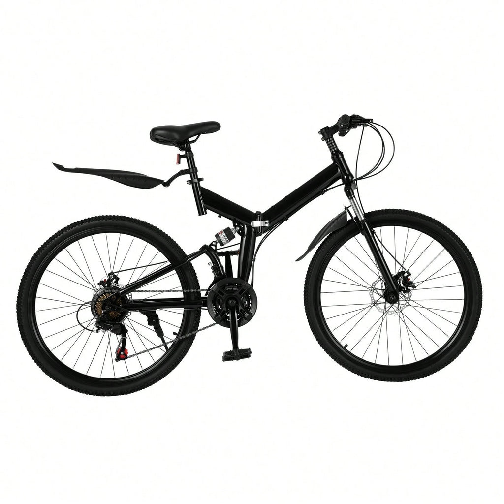 26 in Folding Mountain Bike 21-Speed MTB Bicycle Full Suspension Disc Brake Bike