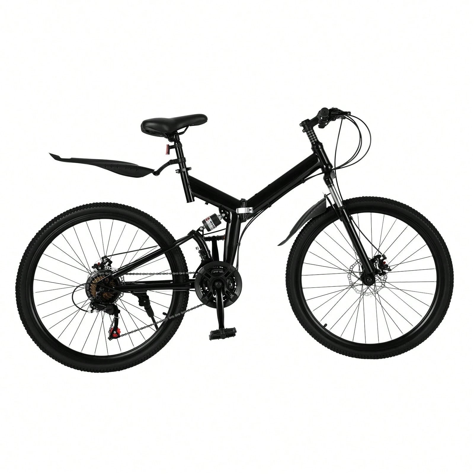 26 in Folding Mountain Bike 21-Speed MTB Bicycle Full Suspension Disc Brake Bike