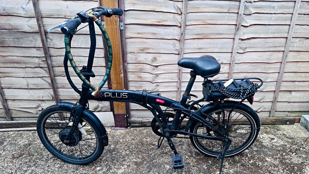 City E+ Plus Folding Electric Bike 20in Black, Mudguards Rear Rack Reflectors