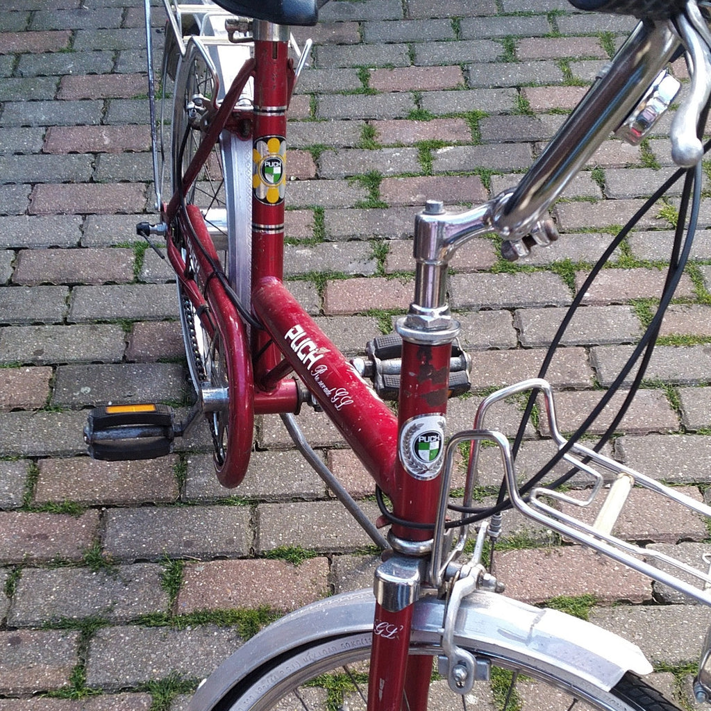 Puch Remover GL Red Silver 20" Vintage Folding Bike 3-Speed Hub Rack Mudguards