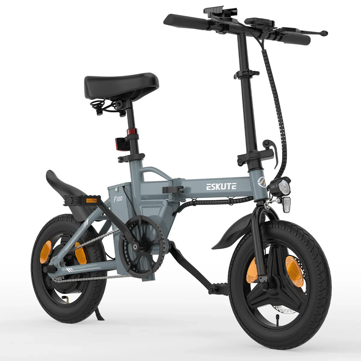 14" Portable Folding Commuter Bike 36V 9A Folding City Bike Full Disc-F100R Grey