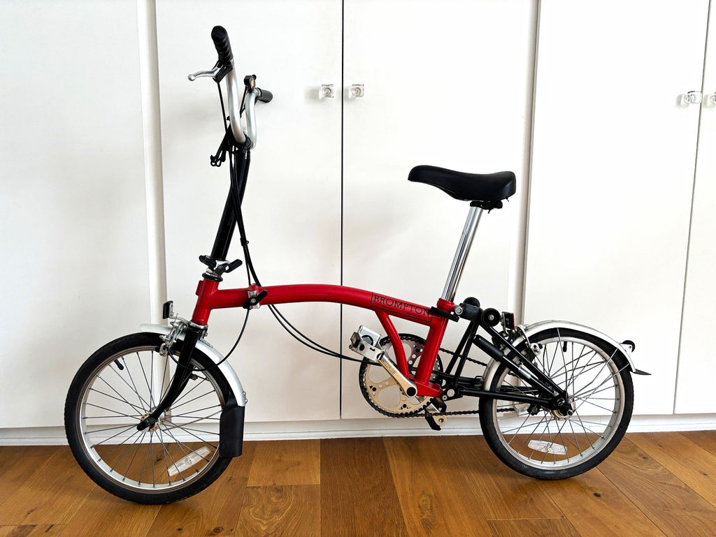 Brompton Folding Bike 16in Red 3-Speed Hub Gears Mudguards Reflectors